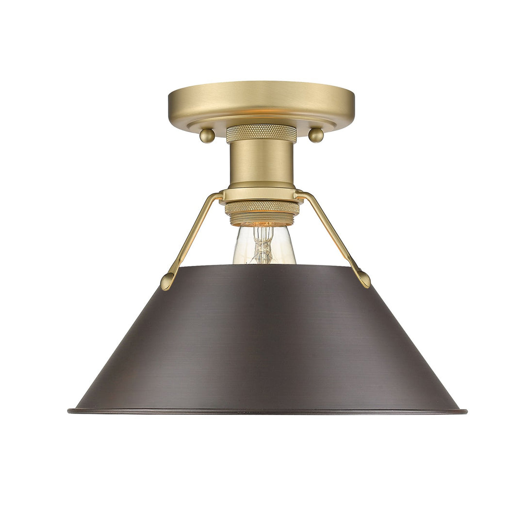 Bcb Flush Mount In Brushed Champagne Bronze With Rubbed Bronze Shade by Golden