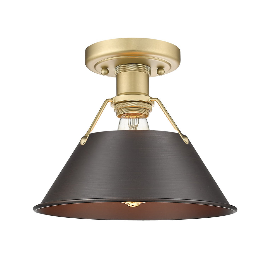 Bcb Flush Mount In Brushed Champagne Bronze With Rubbed Bronze Shade