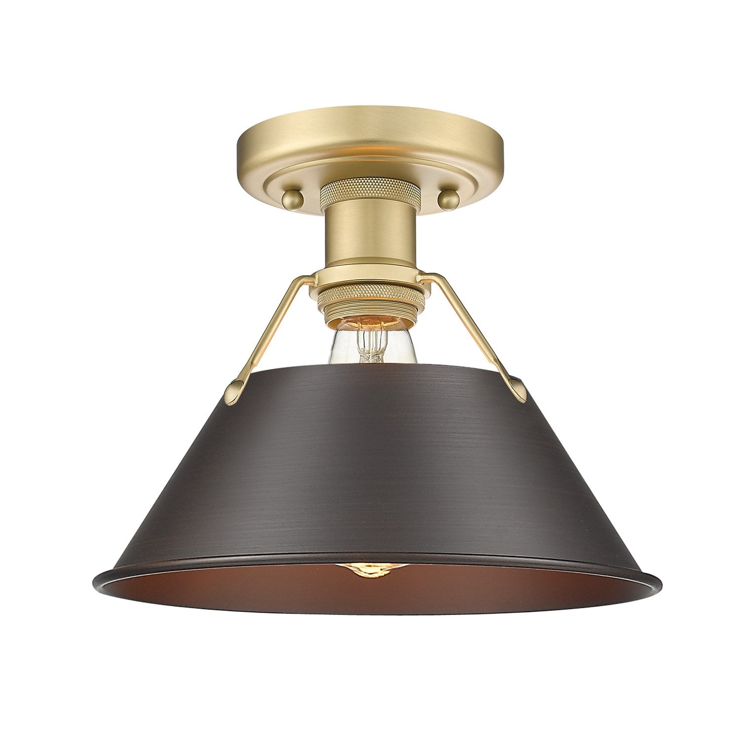 Bcb Flush Mount In Brushed Champagne Bronze With Rubbed Bronze Shade