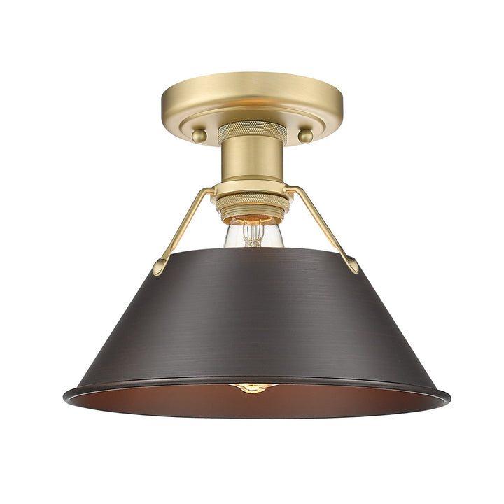Bcb Flush Mount In Brushed Champagne Bronze With Rubbed Bronze Shade