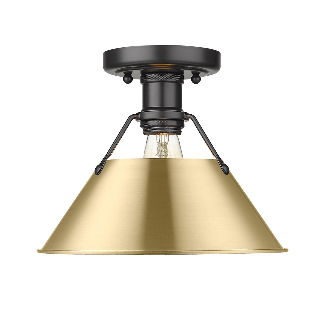 Blk Flush Mount In Matte Black With Brushed Champagne Bronze Shade by Golden