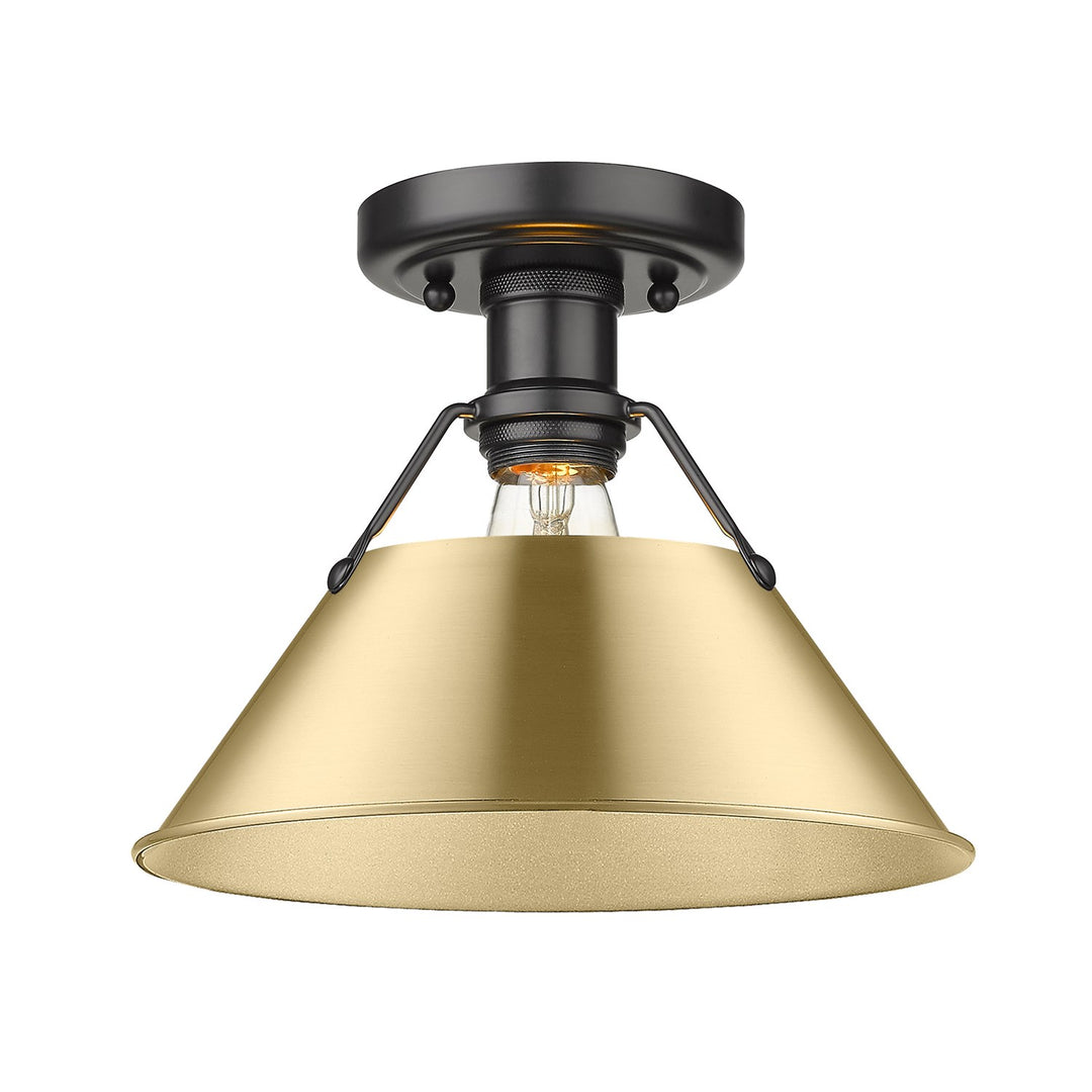 Blk Flush Mount In Matte Black With Brushed Champagne Bronze Shade