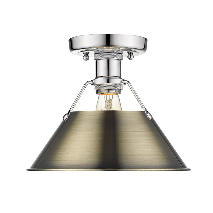 Ch Flush Mount In Chrome With Aged Brass Shade by Golden