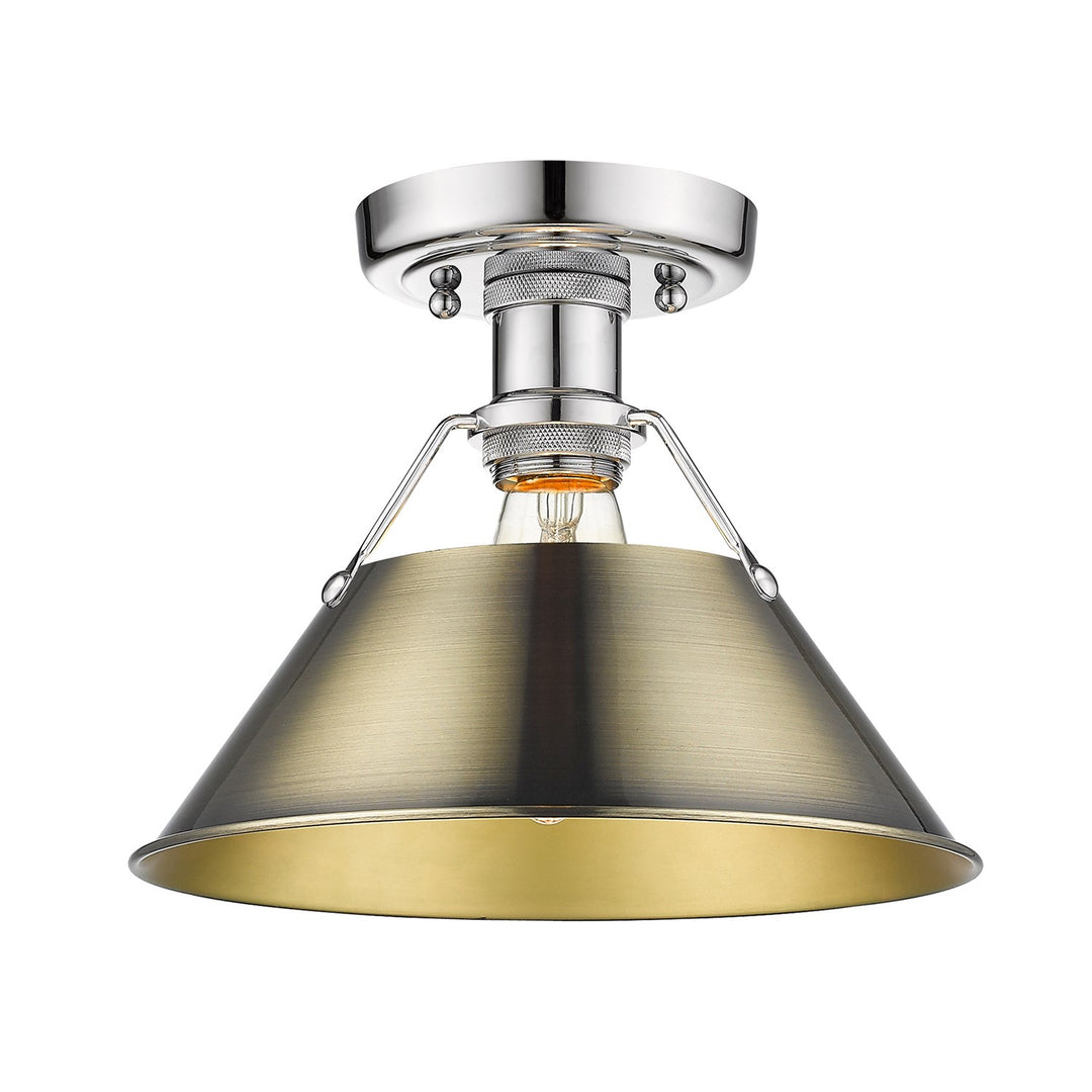 Ch Flush Mount In Chrome With Aged Brass Shade