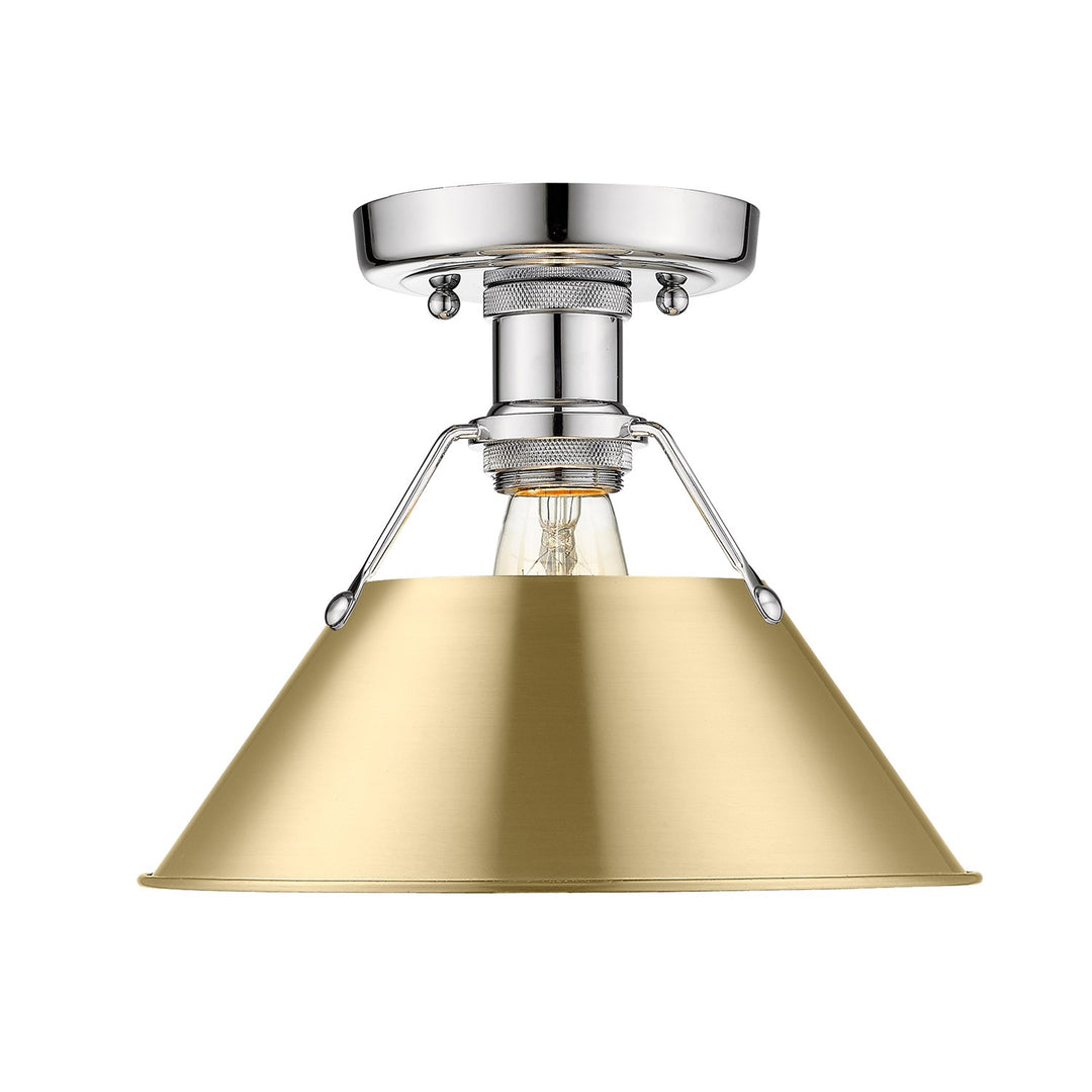 Ch Flush Mount In Chrome With Brushed Champagne Bronze Shade by Golden