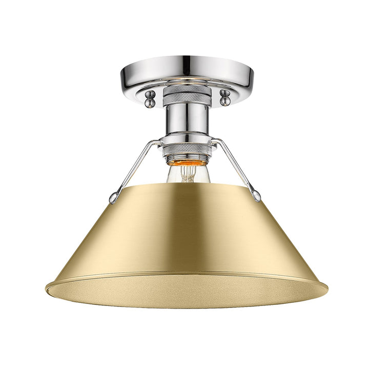 Ch Flush Mount In Chrome With Brushed Champagne Bronze Shade