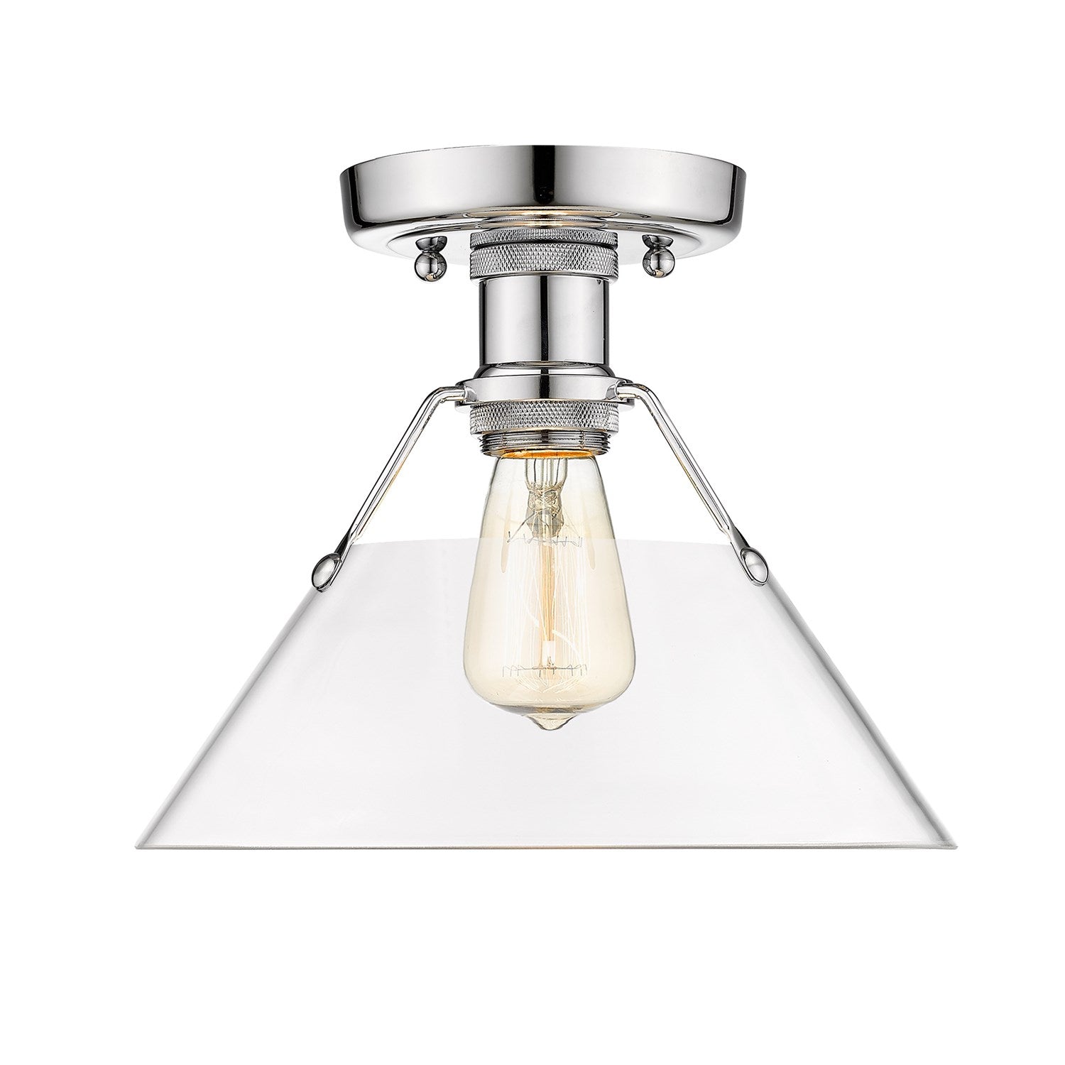 Ch Flush Mount In Chrome With Clear Glass by Golden