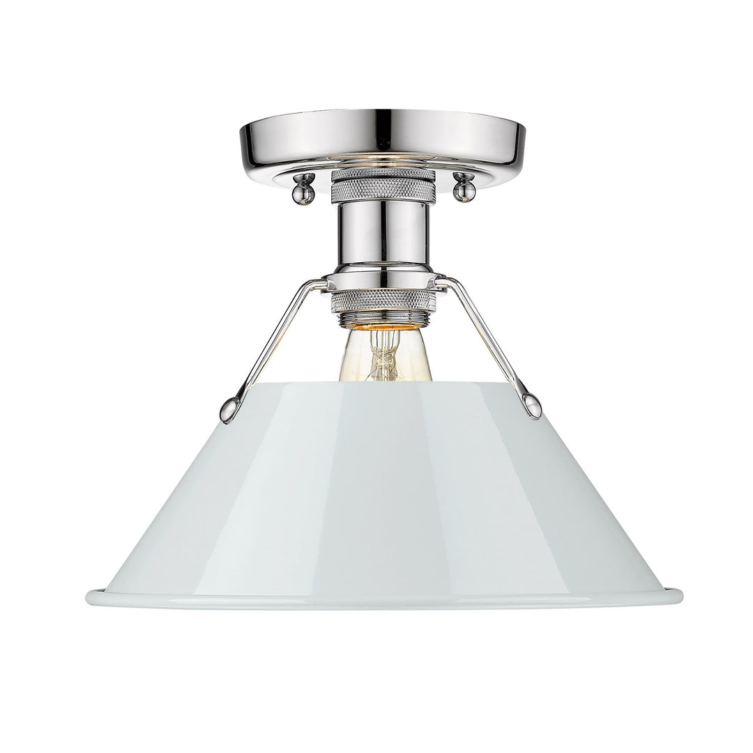Ch Flush Mount In Chrome With Dusky Blue Shade by Golden