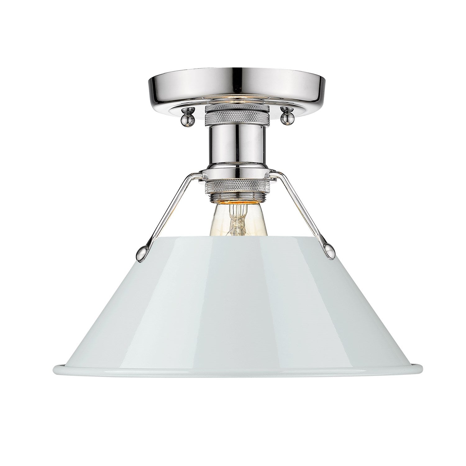 Ch Flush Mount In Chrome With Dusky Blue Shade by Golden