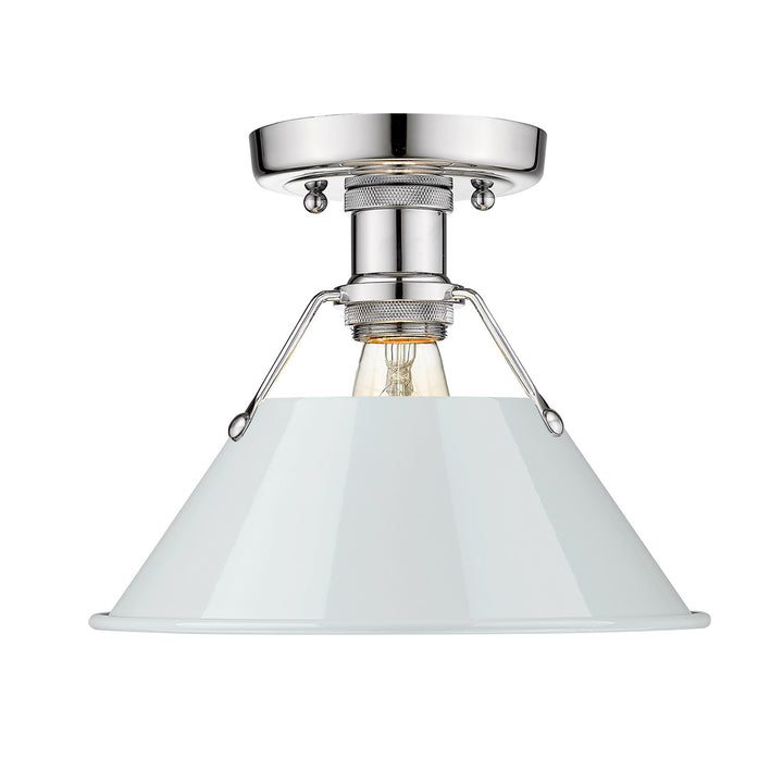 Ch Flush Mount In Chrome With Dusky Blue Shade by Golden