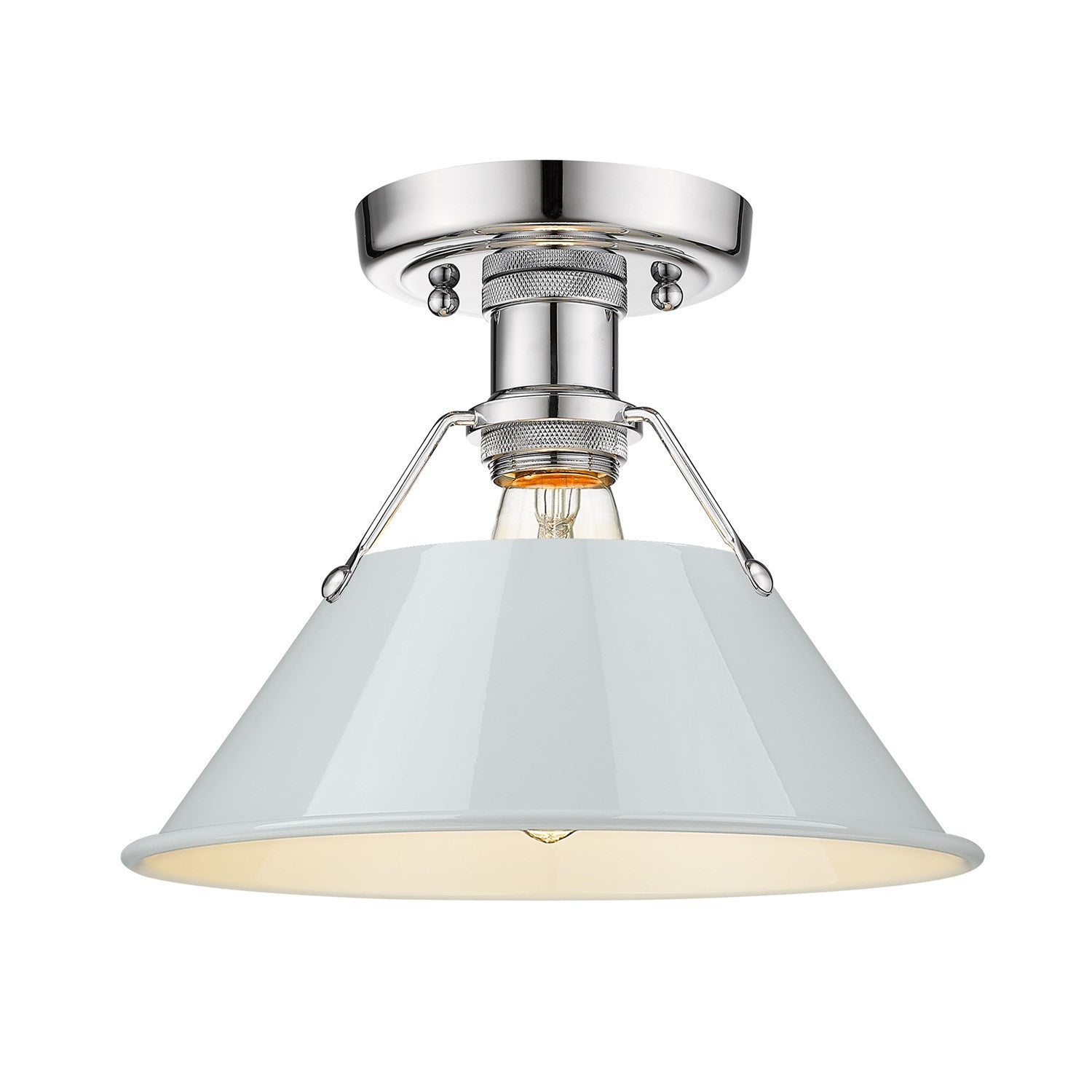 Ch Flush Mount In Chrome With Dusky Blue Shade