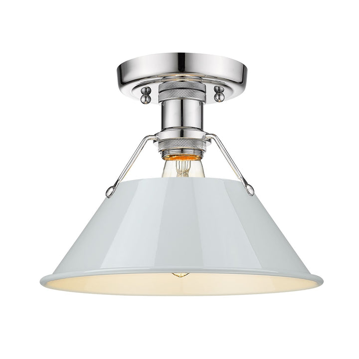 Ch Flush Mount In Chrome With Dusky Blue Shade