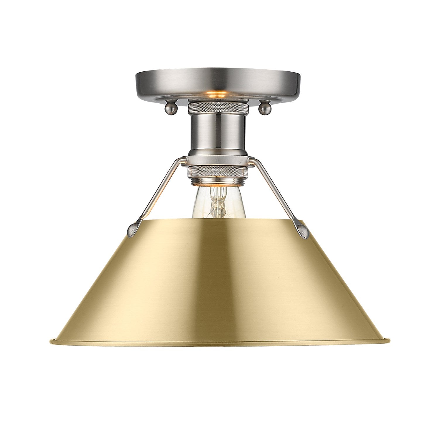 Pw Flush Mount In Pewter With Brushed Champagne Bronze Shade by Golden