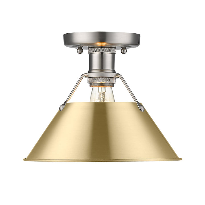 Pw Flush Mount In Pewter With Brushed Champagne Bronze Shade by Golden