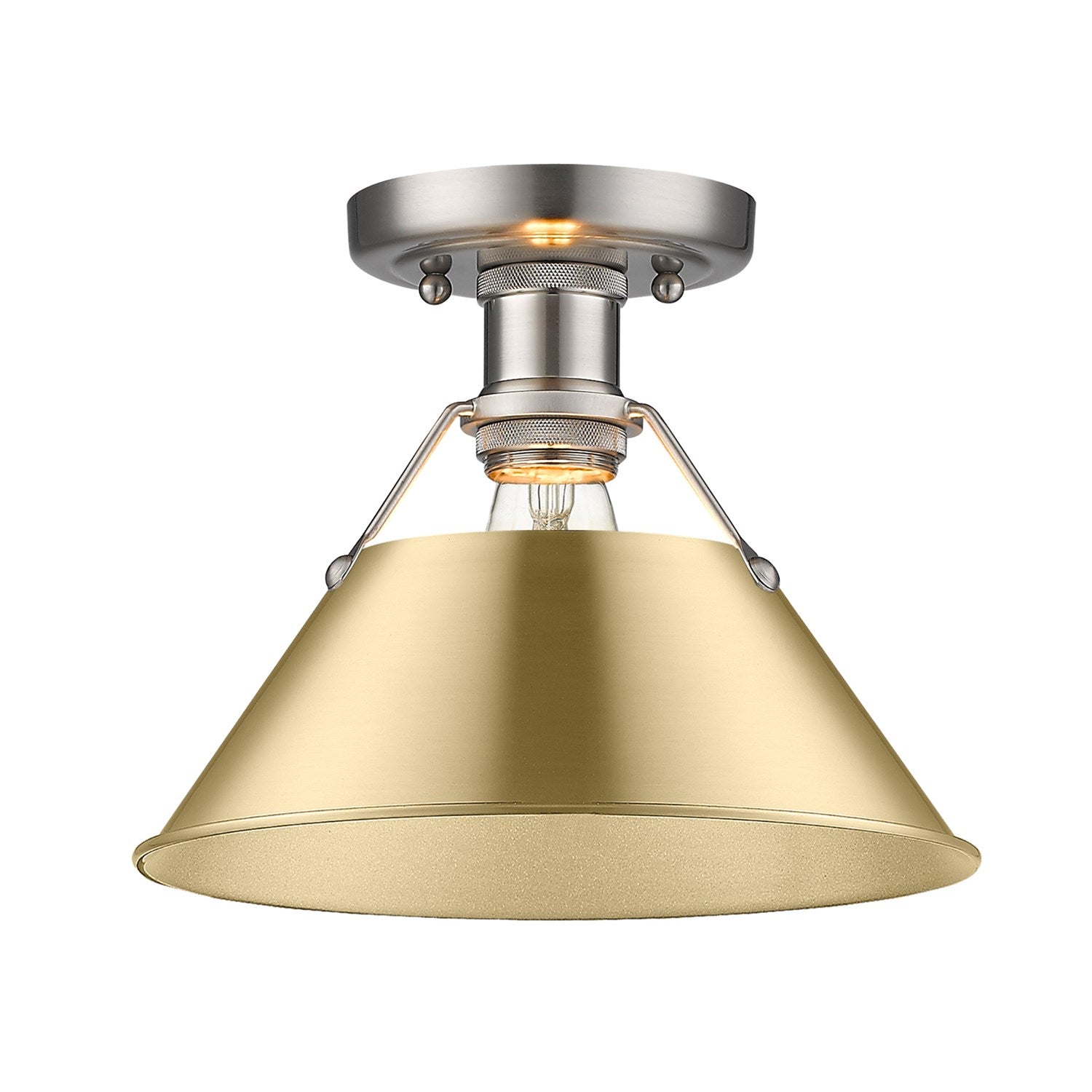 Pw Flush Mount In Pewter With Brushed Champagne Bronze Shade