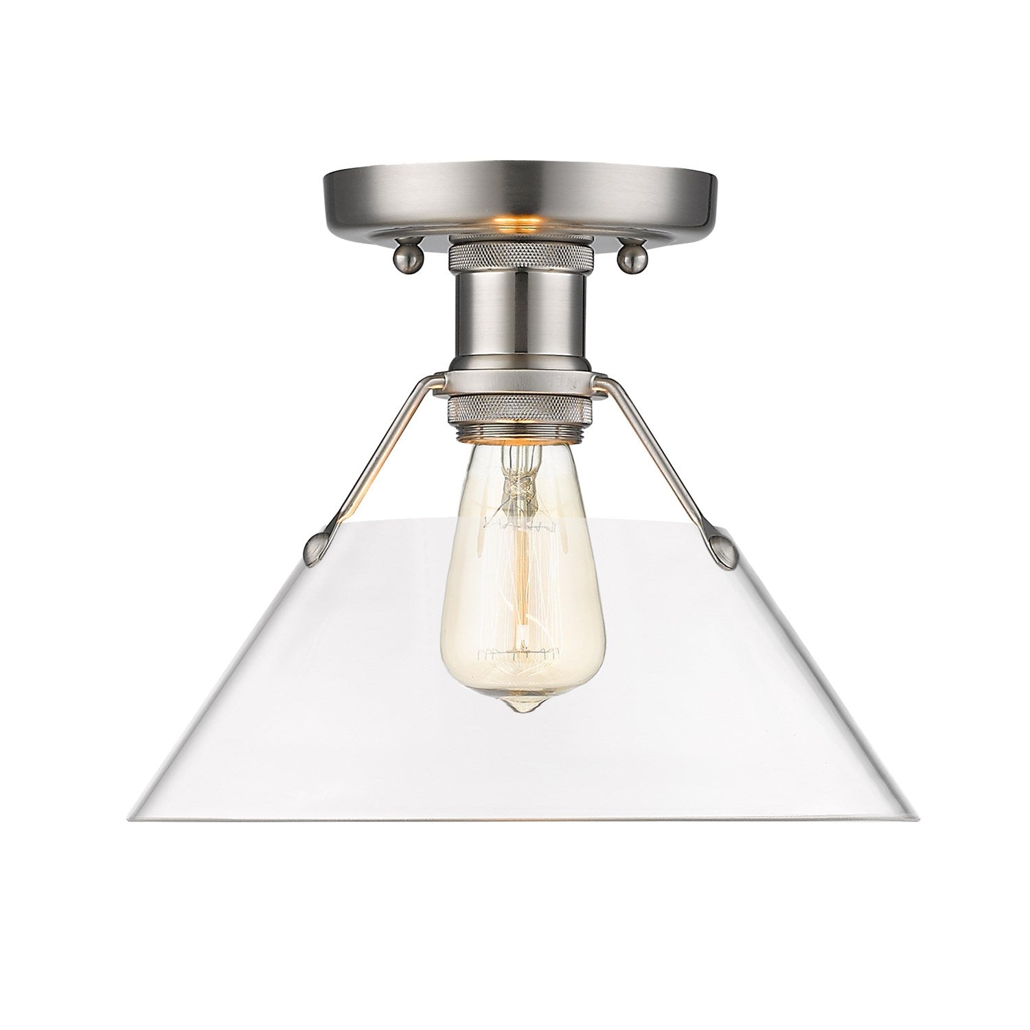 Pw Flush Mount In Pewter With Clear Glass by Golden