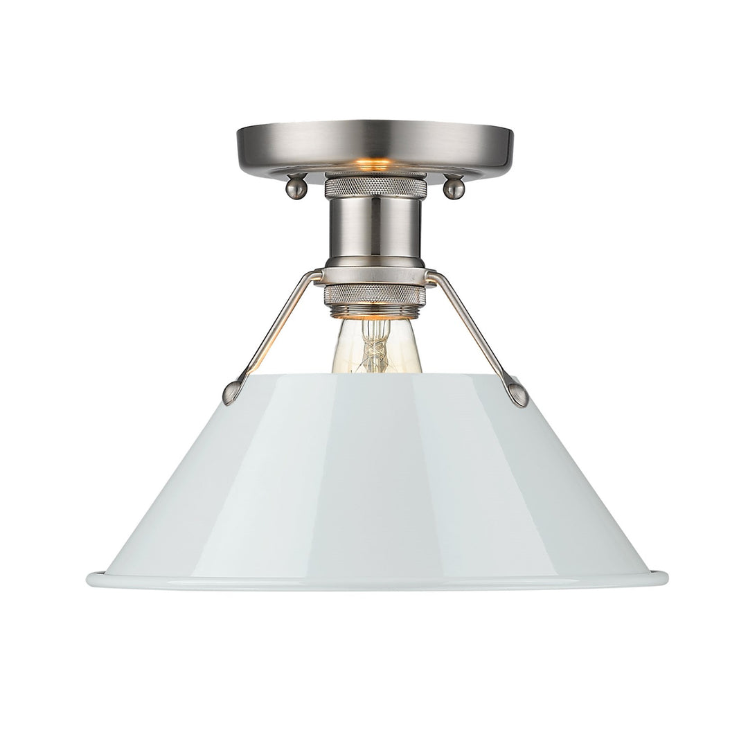 Pw Flush Mount In Pewter With Dusky Blue Shade by Golden
