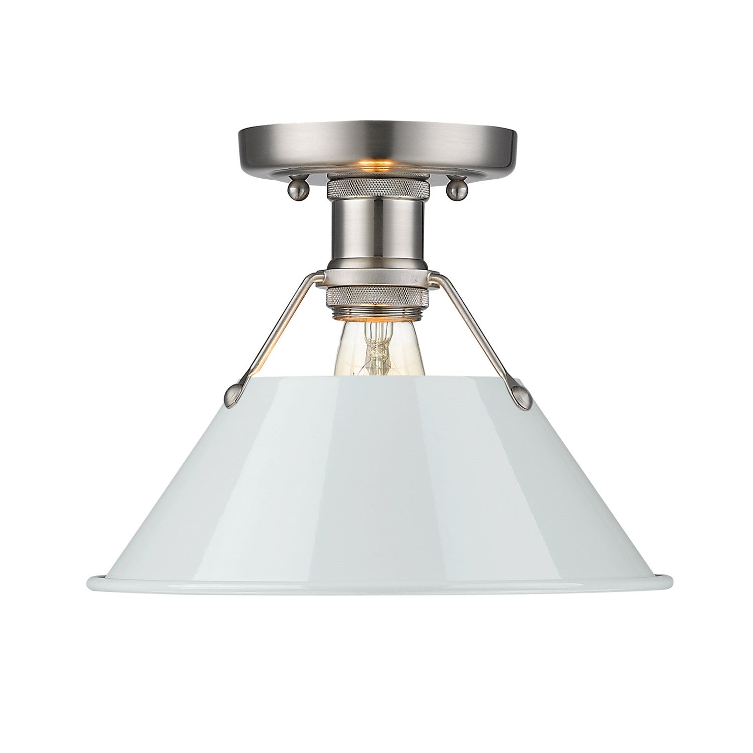 Pw Flush Mount In Pewter With Dusky Blue Shade by Golden