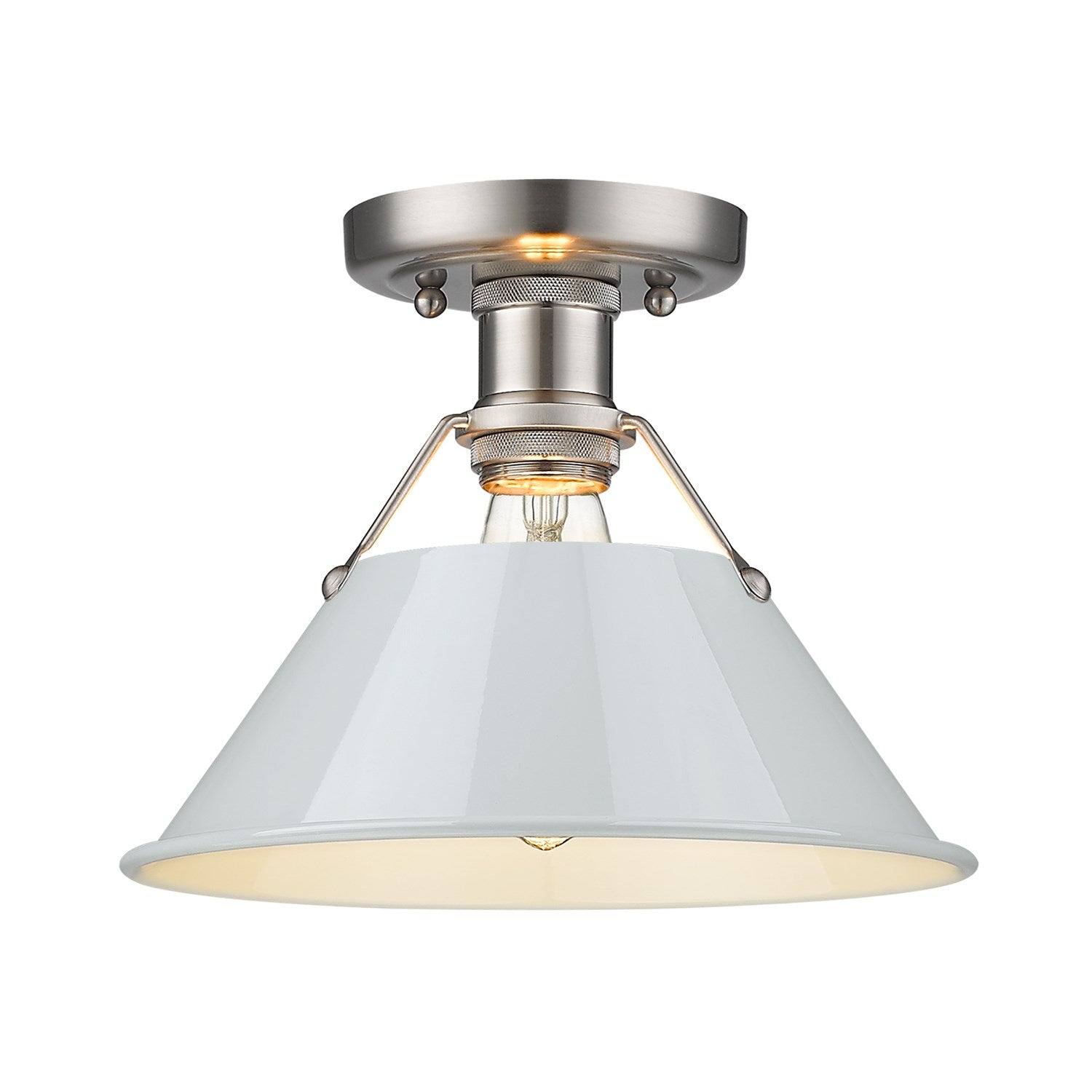 Pw Flush Mount In Pewter With Dusky Blue Shade