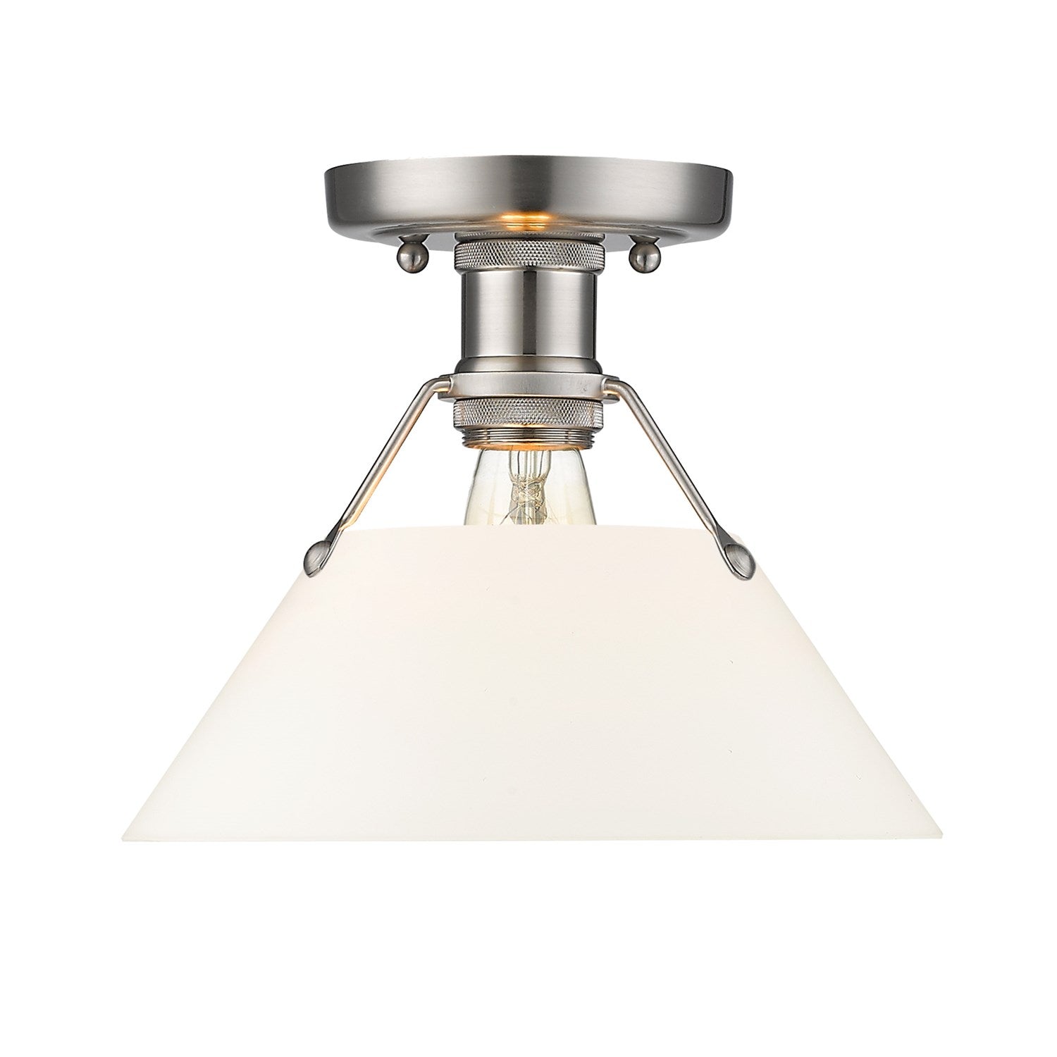 Pw Flush Mount In Pewter With Opal Glass by Golden