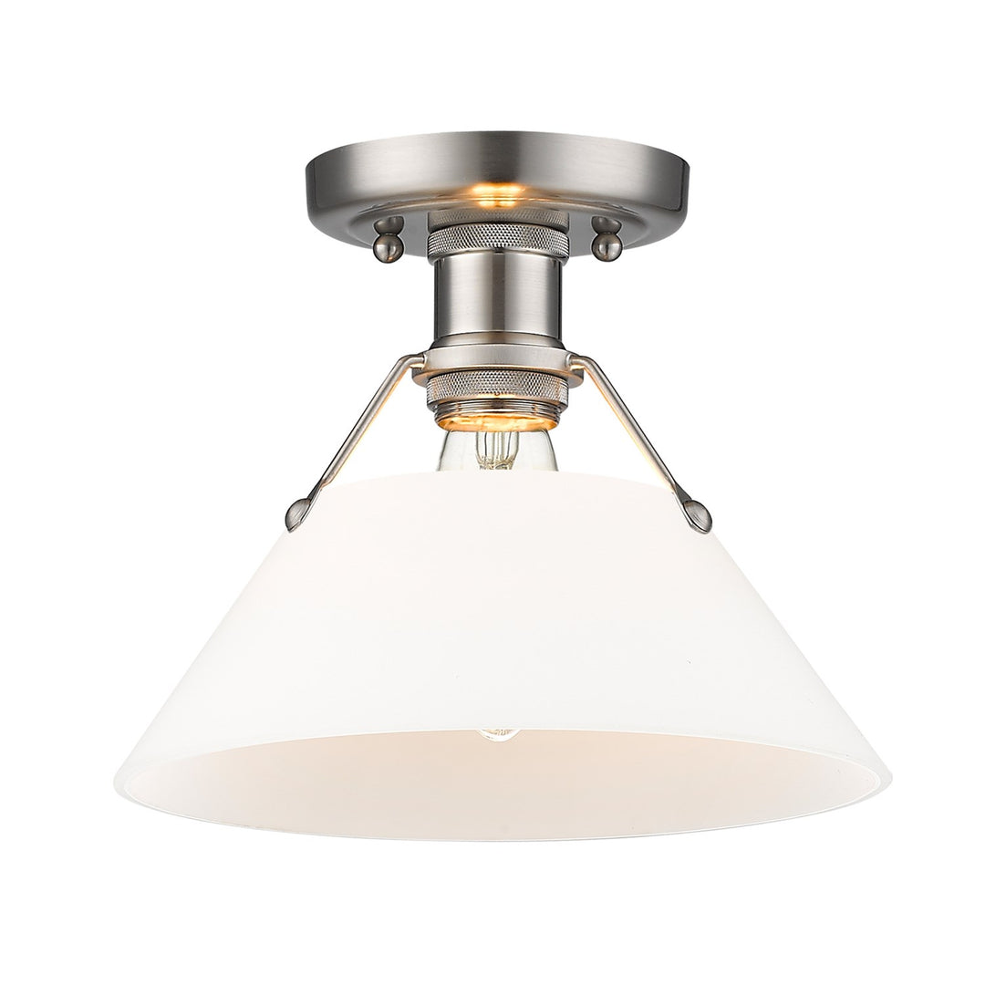 Pw Flush Mount In Pewter With Opal Glass