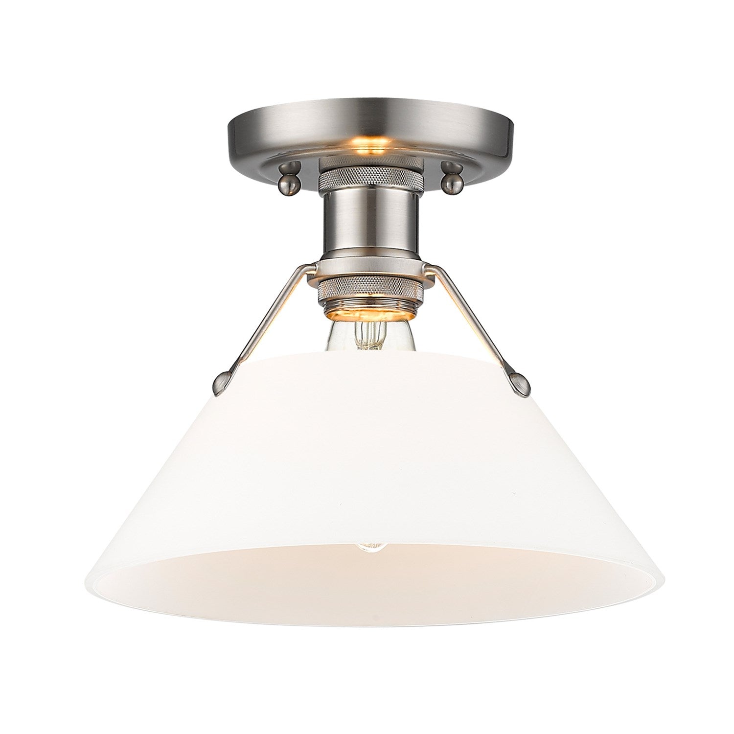 Pw Flush Mount In Pewter With Opal Glass