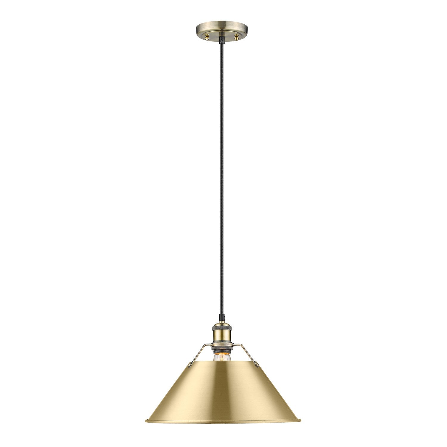 Ab Large Pendant - 14" In Aged Brass With Brushed Champagne Bronze Shade by Golden