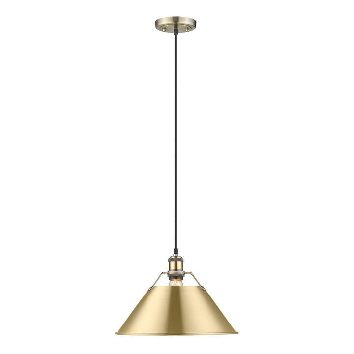 Ab Large Pendant - 14" In Aged Brass With Brushed Champagne Bronze Shade by Golden