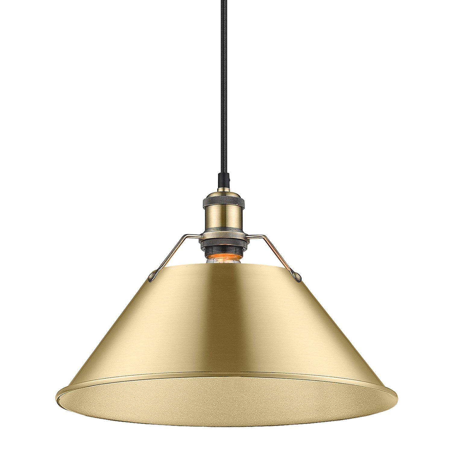 Ab Large Pendant - 14" In Aged Brass With Brushed Champagne Bronze Shade
