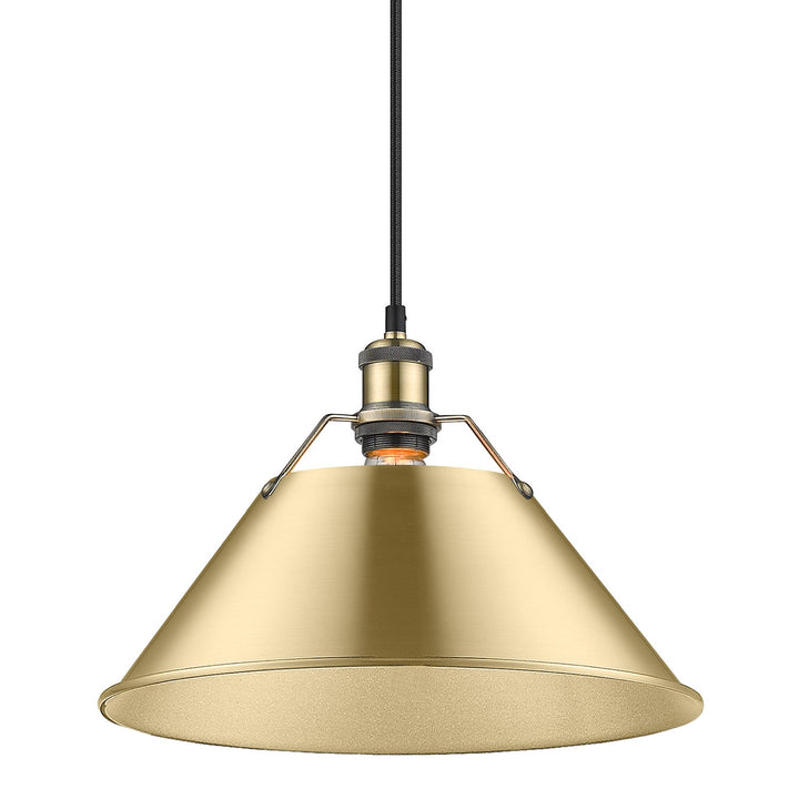 Ab Large Pendant - 14" In Aged Brass With Brushed Champagne Bronze Shade