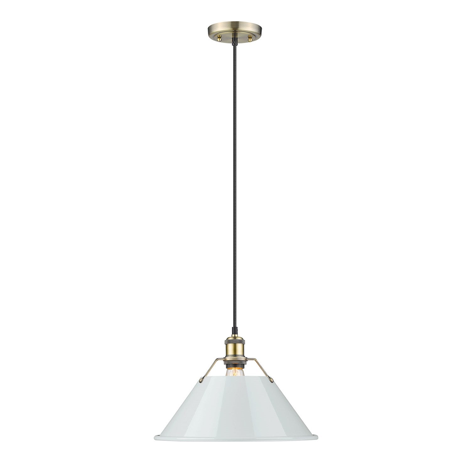 Ab Large Pendant - 14" In Aged Brass With Dusky Blue Shade by Golden