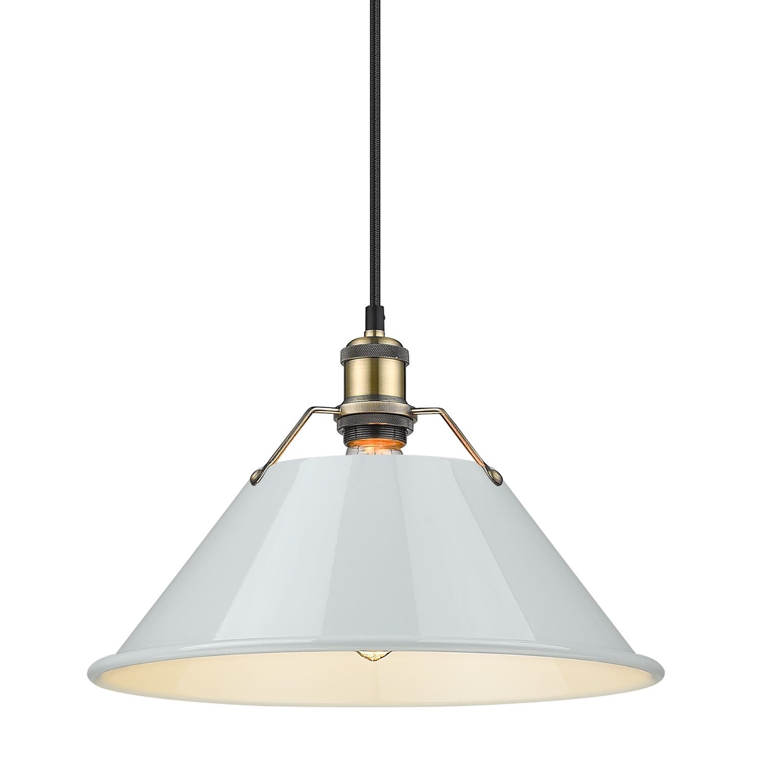 Ab Large Pendant - 14" In Aged Brass With Dusky Blue Shade