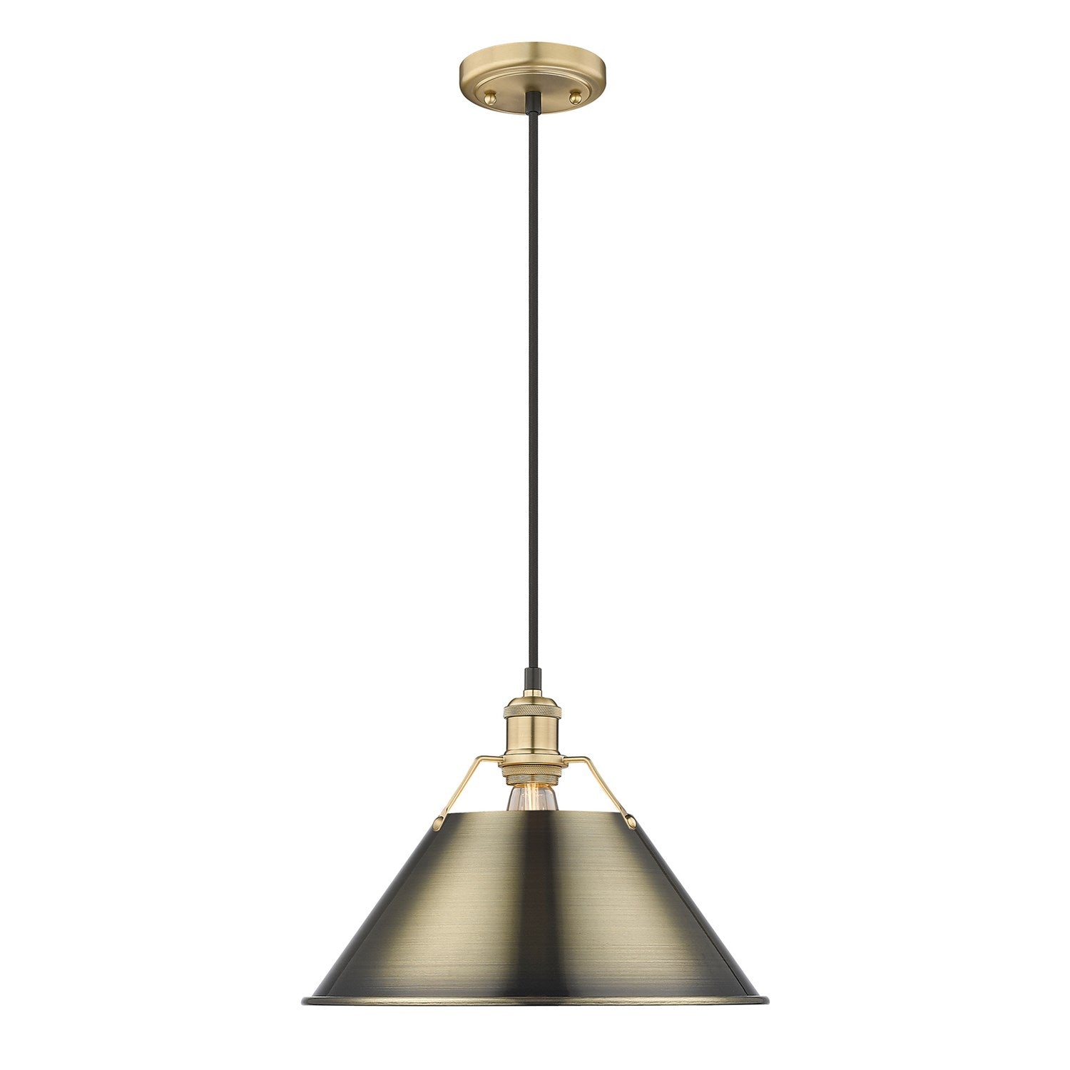 Bcb Large Pendant - 14" In Brushed Champagne Bronze With Aged Brass Shade by Golden