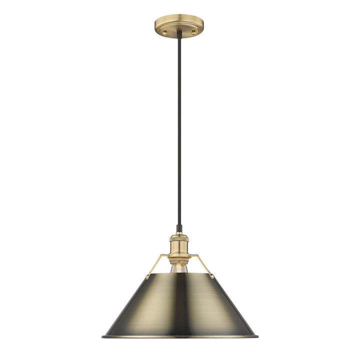 Bcb Large Pendant - 14" In Brushed Champagne Bronze With Aged Brass Shade by Golden