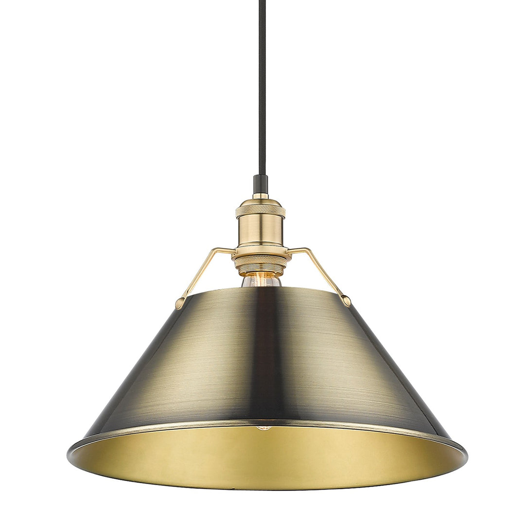 Bcb Large Pendant - 14" In Brushed Champagne Bronze With Aged Brass Shade