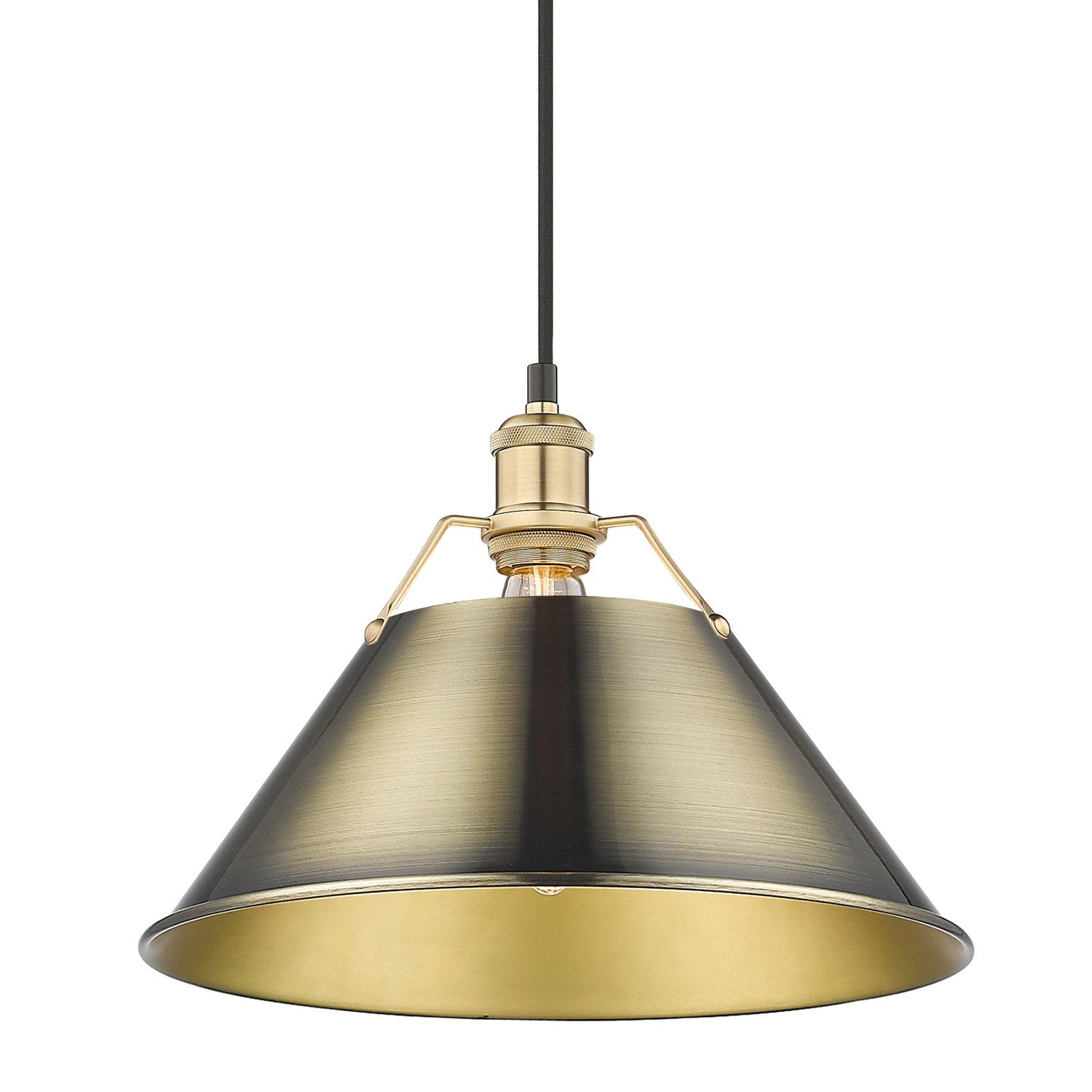Bcb Large Pendant - 14" In Brushed Champagne Bronze With Aged Brass Shade