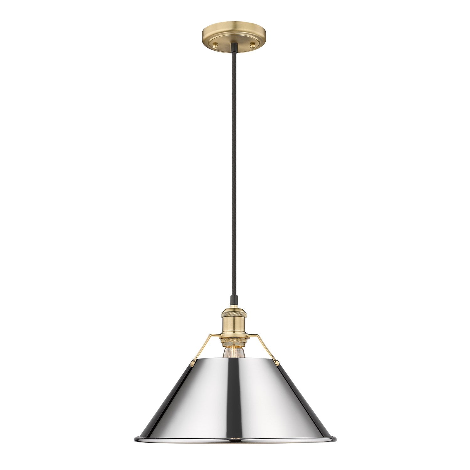 Bcb Large Pendant - 14" In Brushed Champagne Bronze With Chrome Shade by Golden