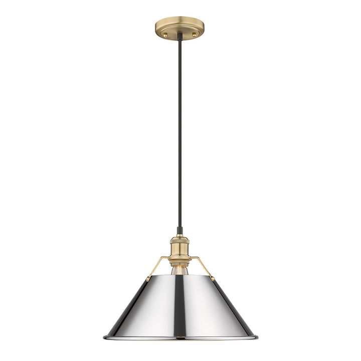 Bcb Large Pendant - 14" In Brushed Champagne Bronze With Chrome Shade by Golden
