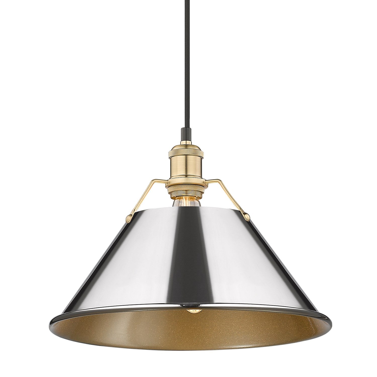 Bcb Large Pendant - 14" In Brushed Champagne Bronze With Chrome Shade