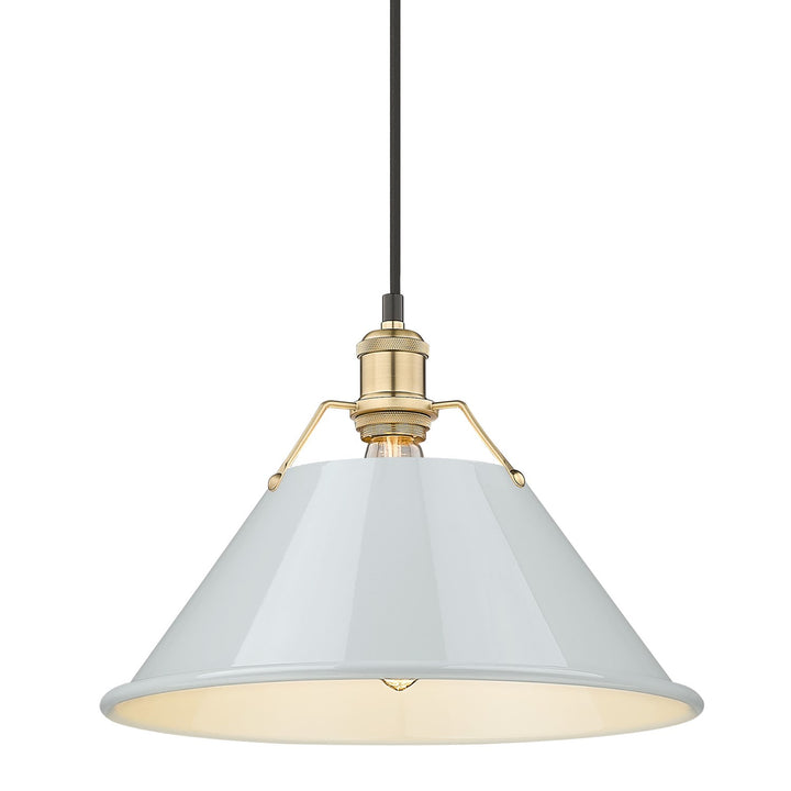 Bcb Large Pendant - 14" In Brushed Champagne Bronze With Dusky Blue Shade