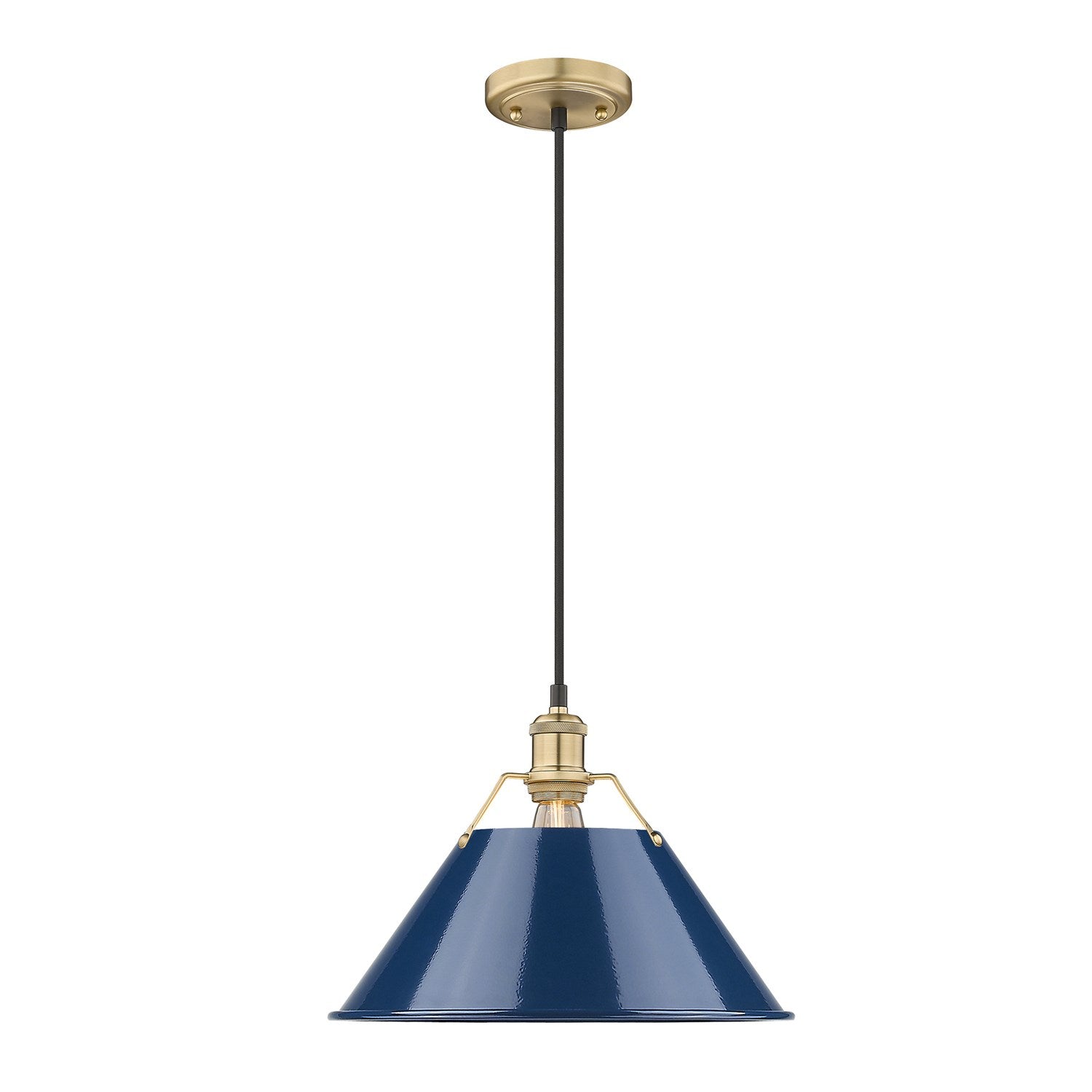 Bcb Large Pendant - 14" In Brushed Champagne Bronze With Matte Navy Shade by Golden