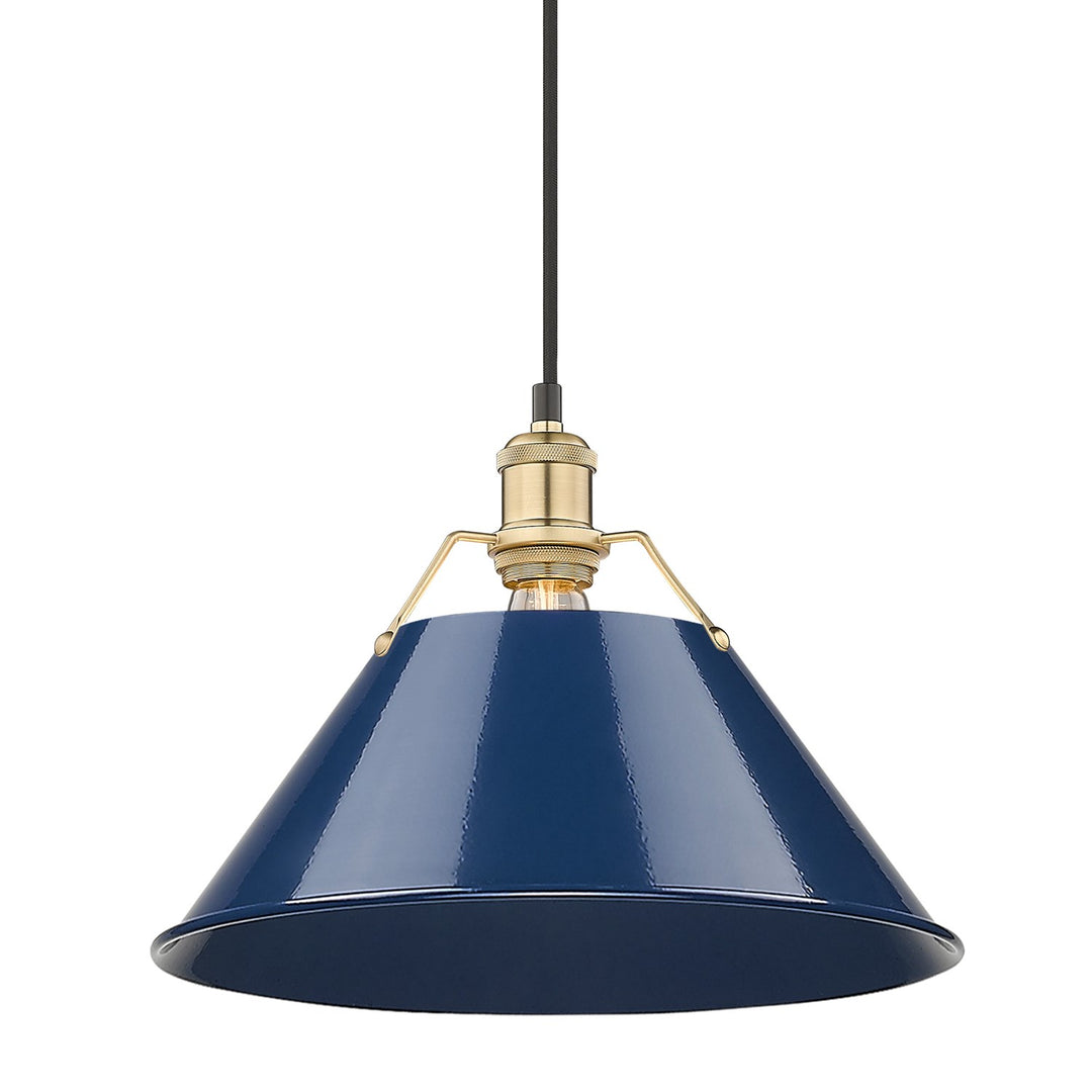 Bcb Large Pendant - 14" In Brushed Champagne Bronze With Matte Navy Shade