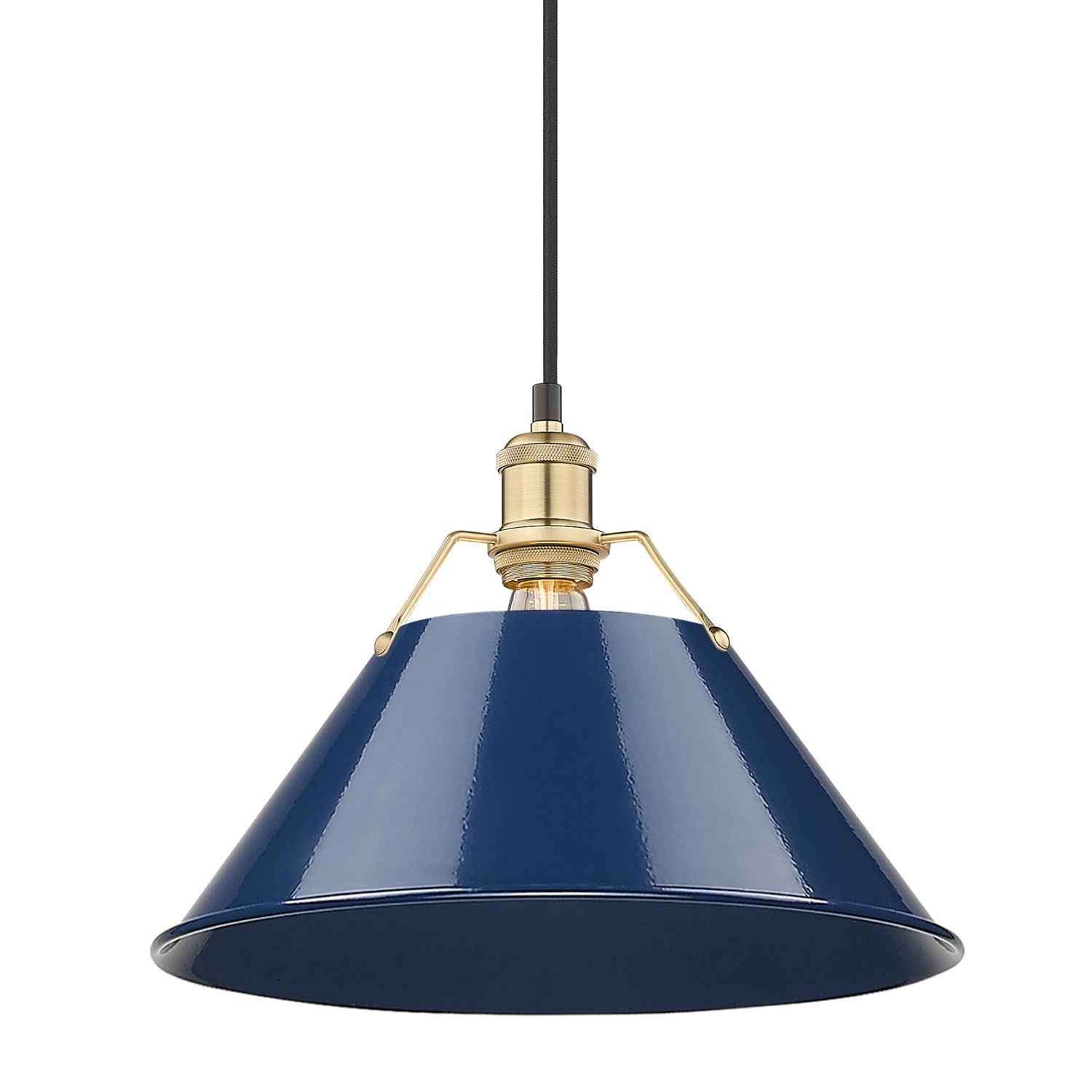 Bcb Large Pendant - 14" In Brushed Champagne Bronze With Matte Navy Shade
