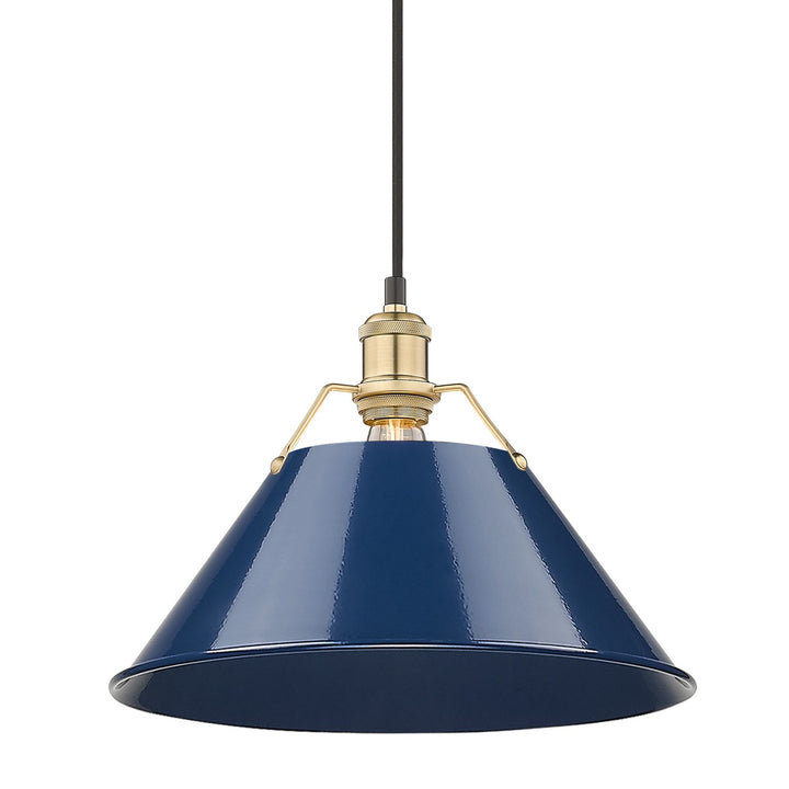 Bcb Large Pendant - 14" In Brushed Champagne Bronze With Matte Navy Shade