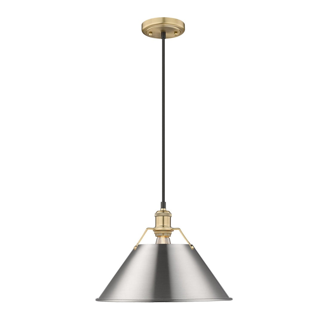 Bcb Large Pendant - 14" In Brushed Champagne Bronze With Pewter Shade by Golden