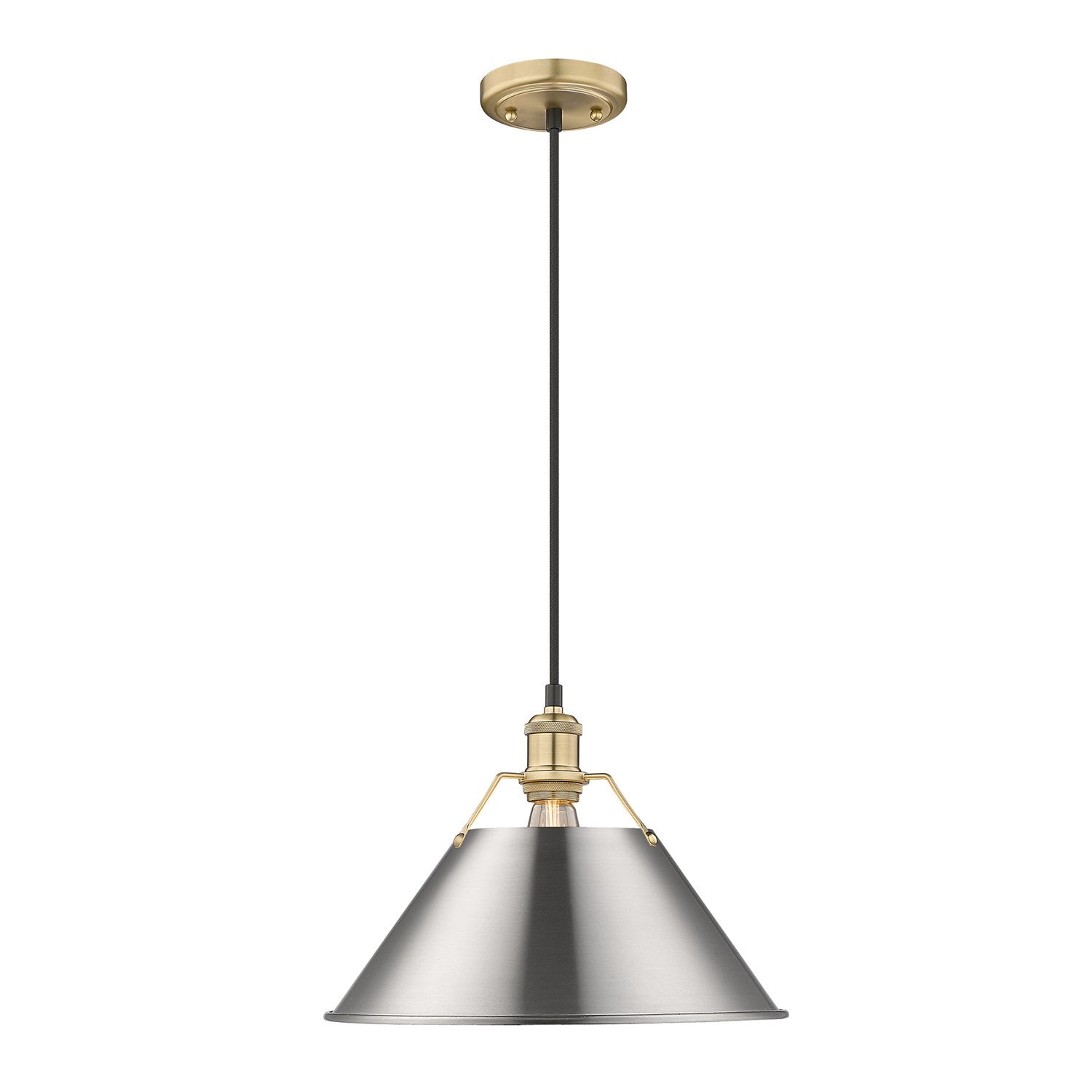 Bcb Large Pendant - 14" In Brushed Champagne Bronze With Pewter Shade by Golden
