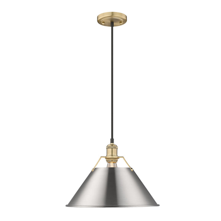 Bcb Large Pendant - 14" In Brushed Champagne Bronze With Pewter Shade by Golden