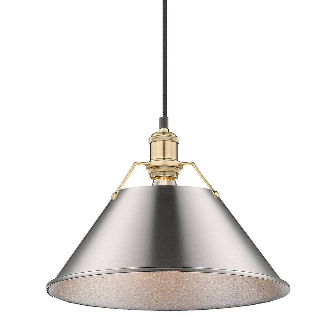 Bcb Large Pendant - 14" In Brushed Champagne Bronze With Pewter Shade