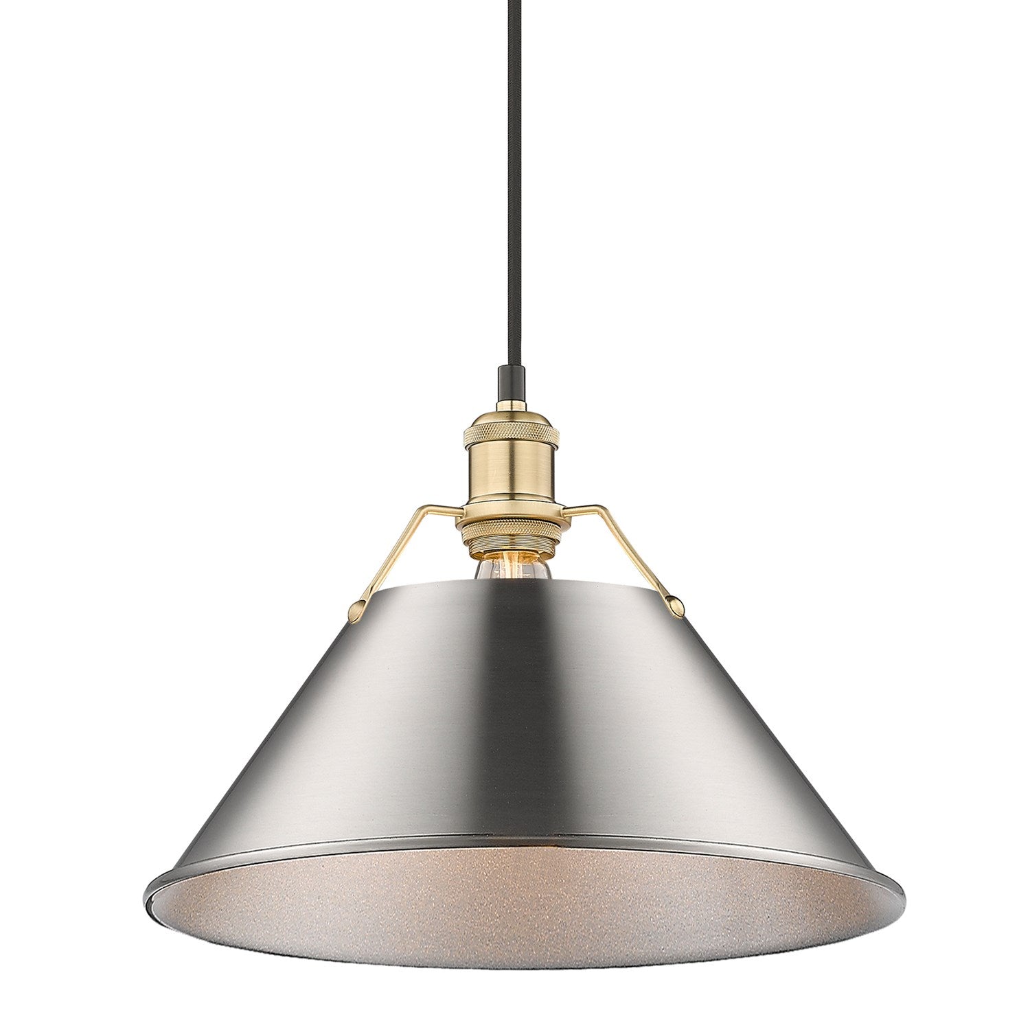 Bcb Large Pendant - 14" In Brushed Champagne Bronze With Pewter Shade