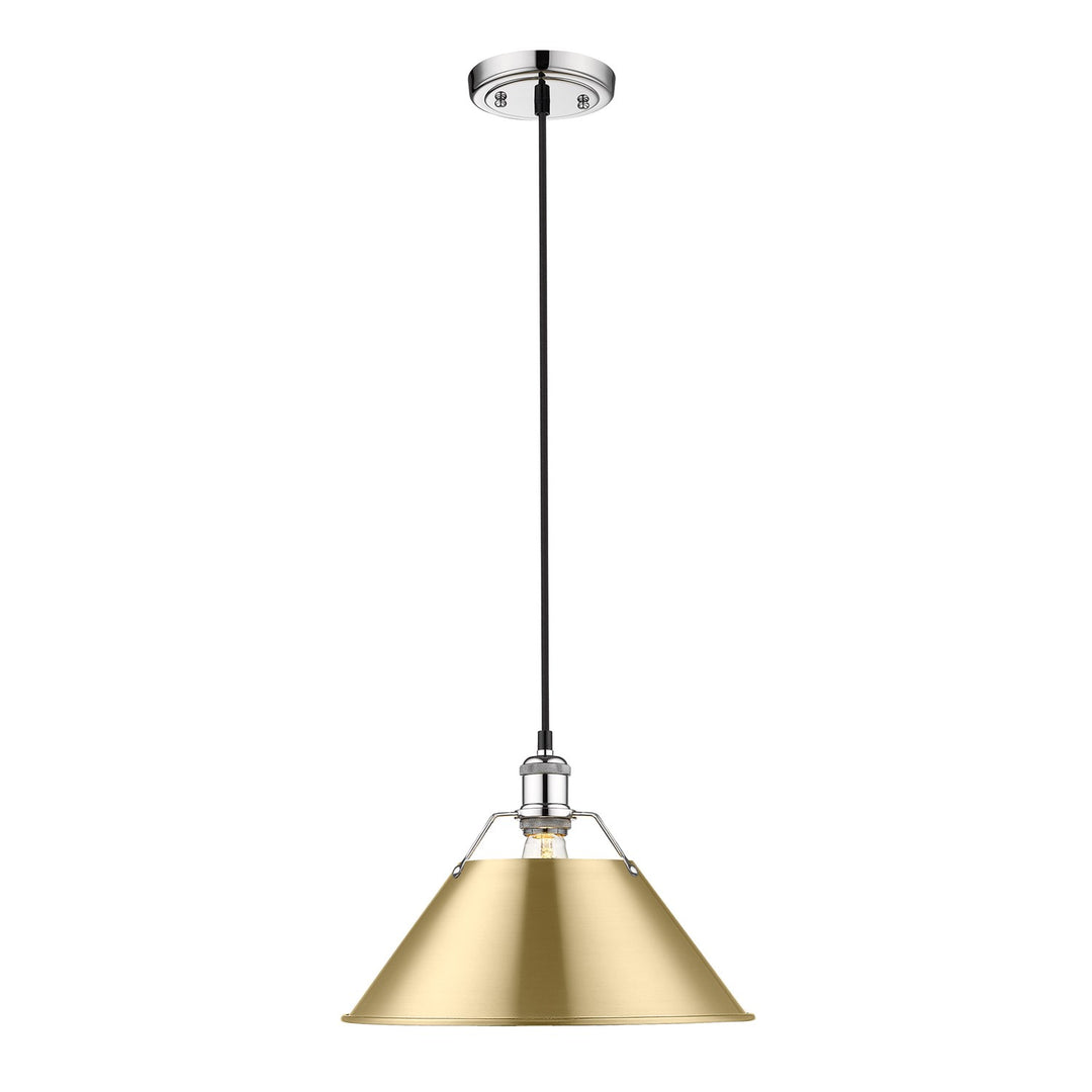 Ch Large Pendant - 14" In Chrome With Brushed Champagne Bronze Shade by Golden